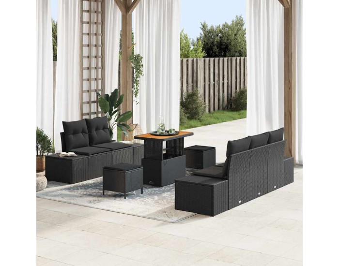 Sonata H Градински Софа Комплект 8 pcs Черно 90 x 55 x 71 cm