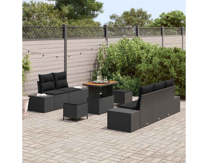 Sonata H Градински Софа Комплект 8 pcs Черно 90 x 55 x 71 cm