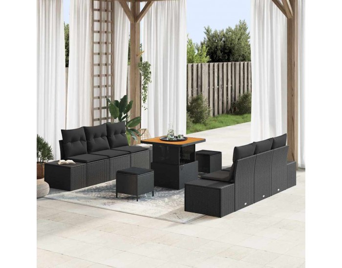 Sonata H Градински Софа Комплект 9 pcs Черно 80 x 80 x 71 cm