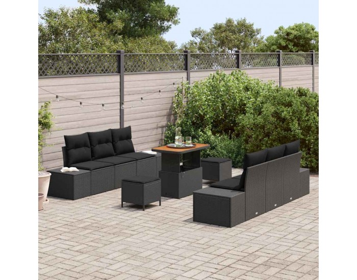 Sonata H Градински Софа Комплект 9 pcs Черно 90 x 55 x 71 cm