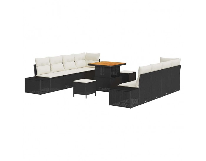 Sonata H Градински Софа Комплект 11 pcs Черен и кремав 80 x 80 x 71 cm