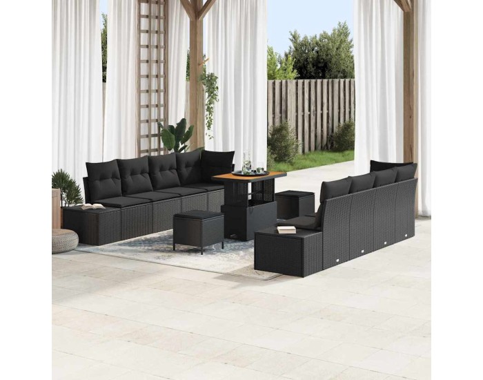Sonata Set de canapele pentru grădină Negru Rattan poli