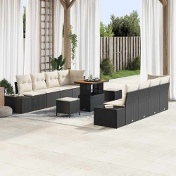 Sonata H Градински Софа Комплект 11 pcs Черен и кремав 90 x 55 x 71 cm - Canapele și bănci de grădină