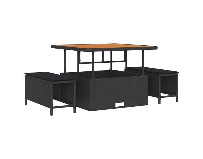Sonata Set de canapele pentru grădină Negru Rattan poli