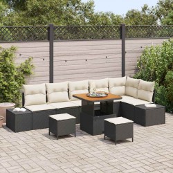 Sonata H Градински Софа Комплект 9 pcs Черен и кремав 80 x 80 x 71 cm - Canapele și bănci de grădină