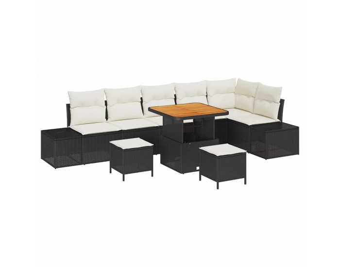 Sonata H Градински Софа Комплект 9 pcs Черен и кремав 80 x 80 x 71 cm