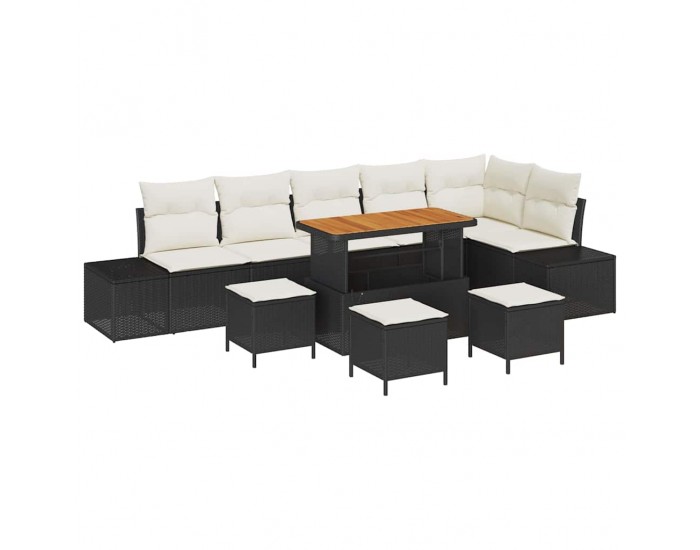 Sonata H Градински Софа Комплект 9 pcs Черен и кремав 110 x 55 x 71 см