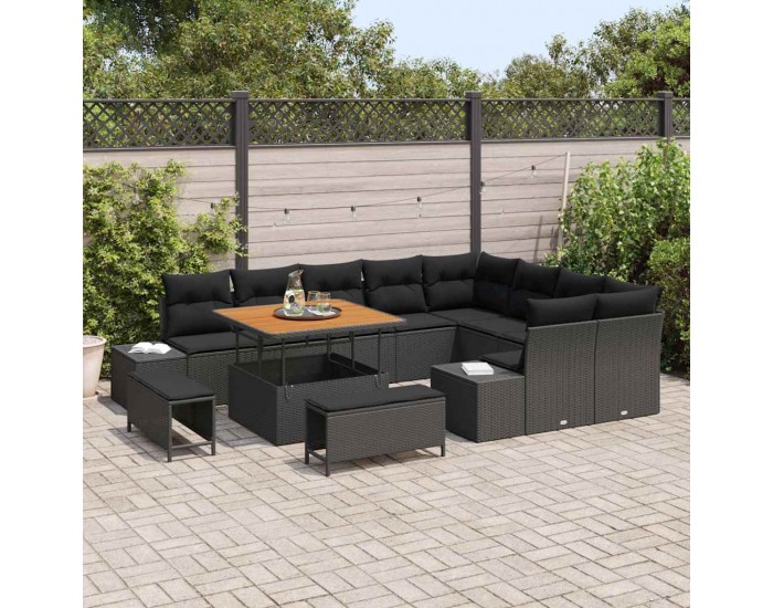 Sonata H Градински Софа Комплект 12 pcs Черно 100 x 100 x 71 cm