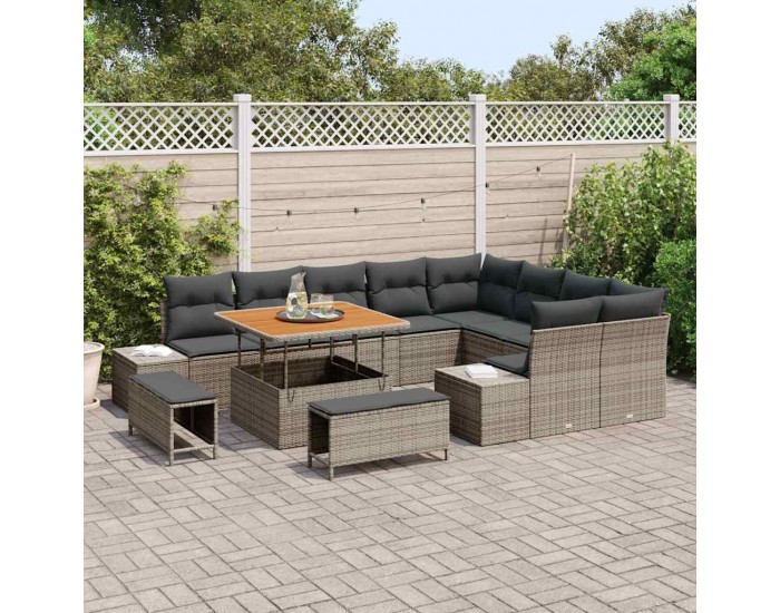 Sonata H Градински Софа Комплект 12 pcs Светло сиво и тъмно сиво