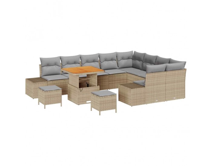 Sonata H Градински Софа Комплект с възглавница 12 pcs Бежов и Светло Сив