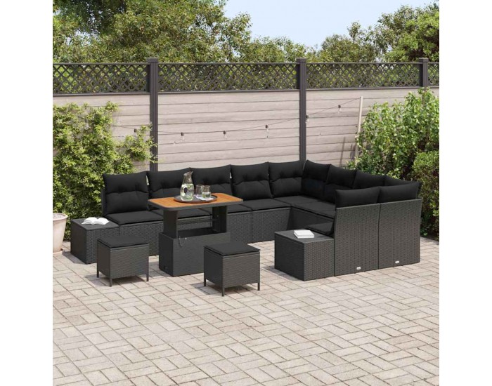 Sonata H Градински Софа Комплект 12 pcs Черно 90 x 55 x 71 cm
