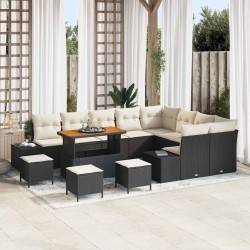 Sonata H Градински Софа Комплект 12 pcs Черен и кремав 110 x 55 x 71 см - Canapele și bănci de grădină