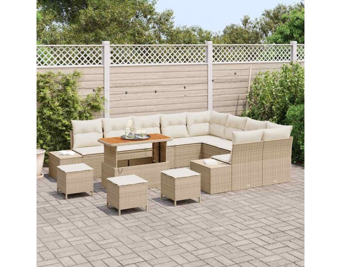 Sonata H Градински Софа Комплект 12 pcs Бежов и кремав 110 x 55 x 71 см