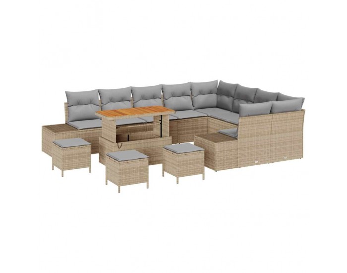Sonata H Градински Софа Комплект с възглавница 12 pcs Бежов и Светло Сив