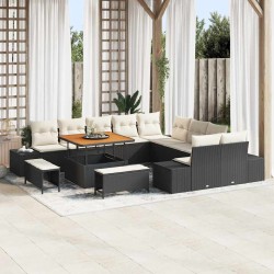 Sonata H Градински Софа Комплект 13 pcs Черен и кремав 100 x 100 x 71 cm - Canapele și bănci de grădină