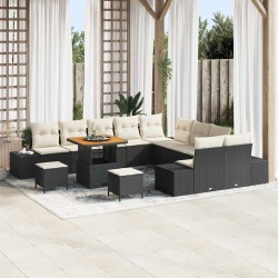 Sonata H Градински Софа Комплект 13 pcs Черен и кремав 80 x 80 x 71 cm - Canapele și bănci de grădină