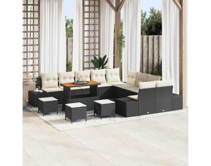 Sonata H Градински Софа Комплект 13 pcs Черен и кремав 110 x 55 x 71 см