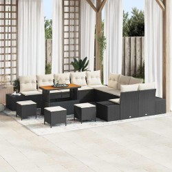 Sonata H Градински Софа Комплект 13 pcs Черен и кремав 110 x 55 x 71 см - Canapele și bănci de grădină