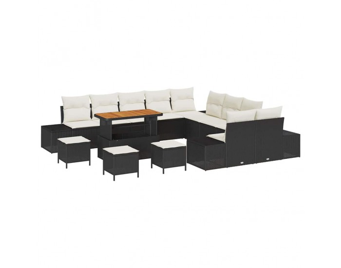 Sonata H Градински Софа Комплект 13 pcs Черен и кремав 110 x 55 x 71 см