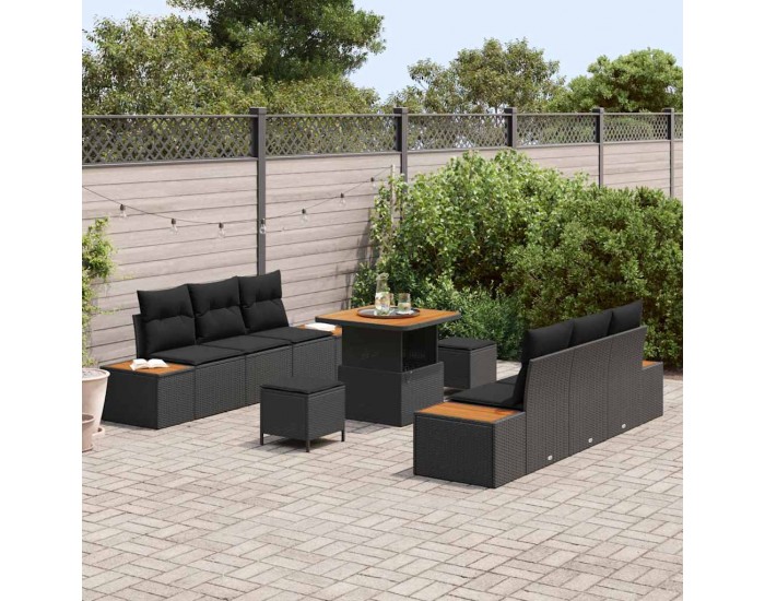 Sonata H Градински Софа Комплект 9 pcs Черно 80 x 80 x 71 cm