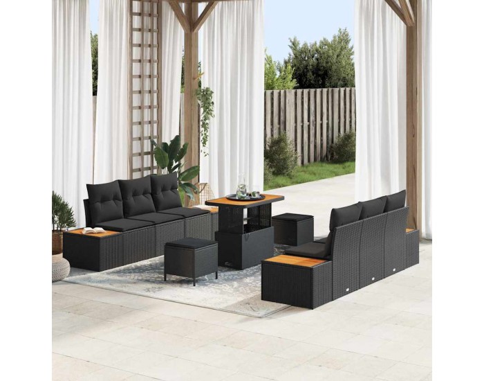 Sonata H Градински Софа Комплект 9 pcs Черно 90 x 55 x 71 cm
