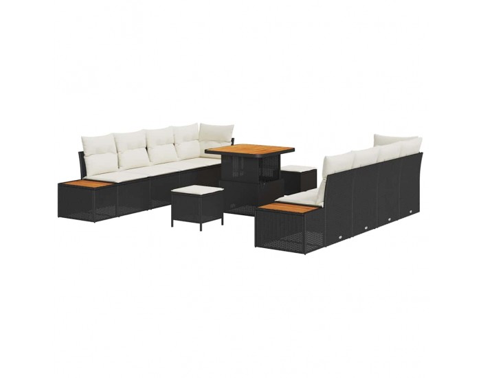 Sonata H Градински Софа Комплект 11 pcs Черен и кремав 80 x 80 x 71 cm