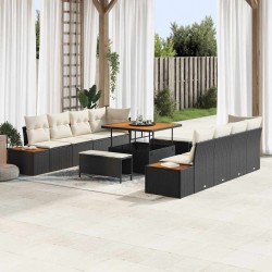 Sonata H Градински Софа Комплект 11 pcs Черен и кремав 100 x 100 x 71 cm - Canapele și bănci de grădină