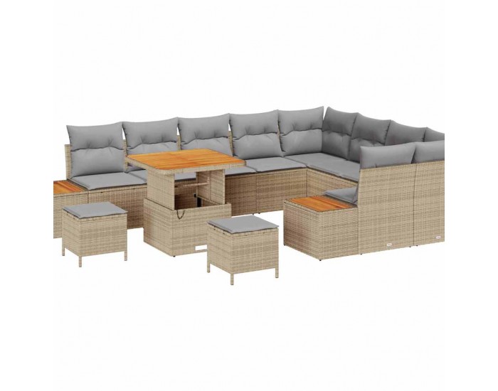 Sonata H Градински Софа Комплект с възглавница 12 pcs Бежово Полиратан