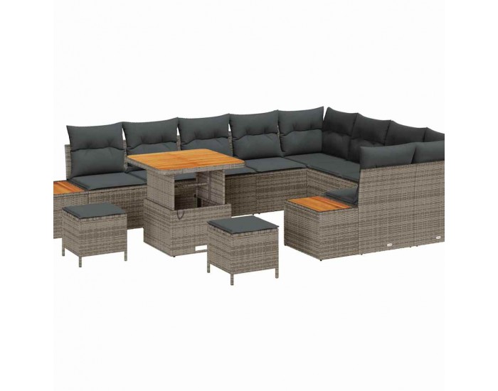 Sonata H Градински Софа Комплект с възглавница 12 pcs Сив Полиратан