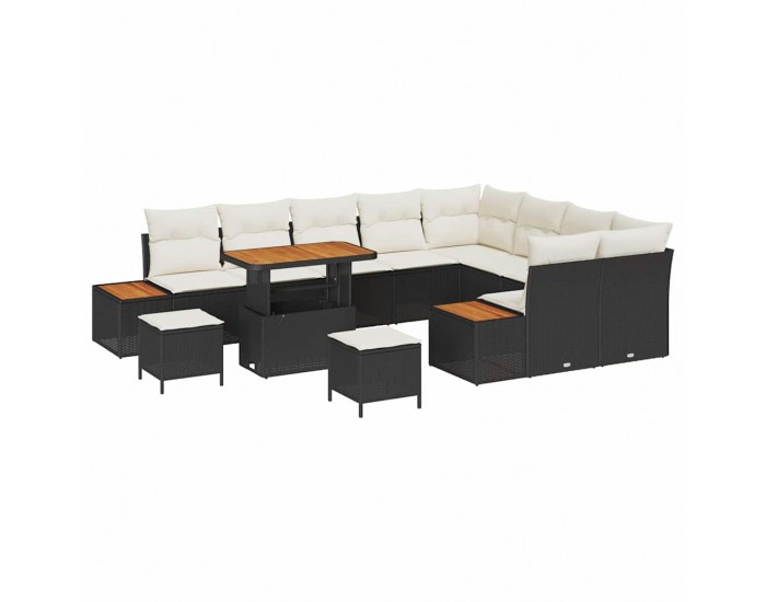 Sonata H Градински Софа Комплект с възглавница 12 pcs Черно Полиратан