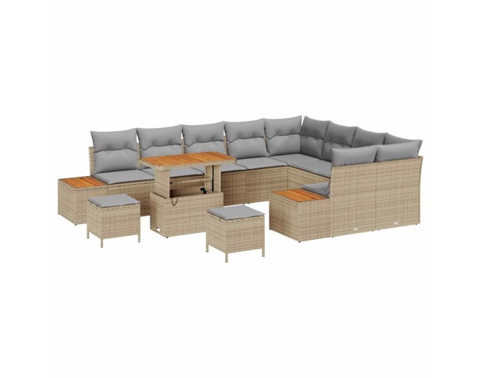 Sonata H Градински Софа Комплект с възглавница 12 pcs Бежово Полиратан