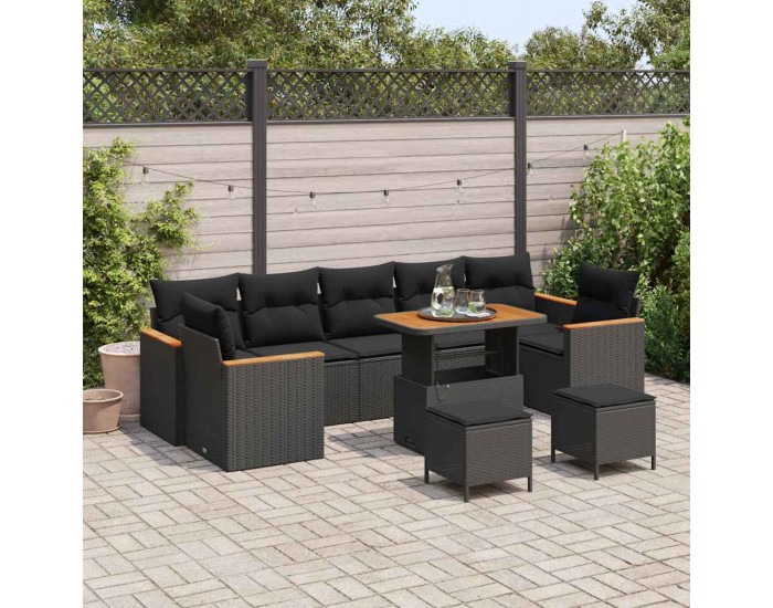 Sonata H Градински Софа Комплект 10 pcs Черно 90 x 55 x 71 cm Полиратан