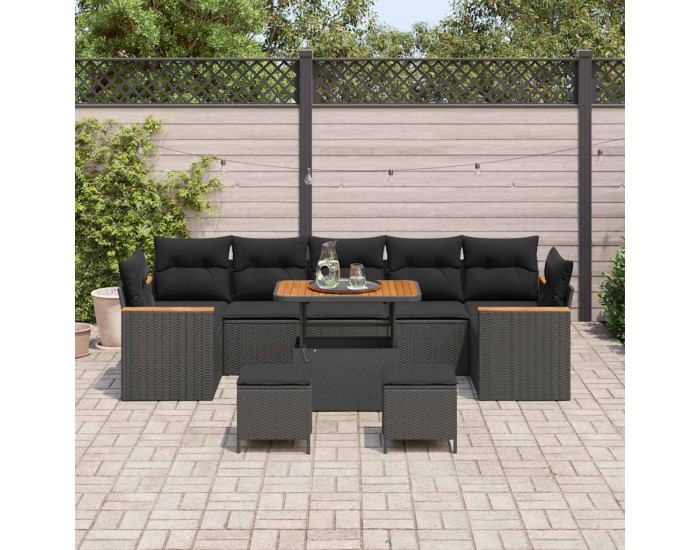 Sonata H Градински Софа Комплект 10 pcs Черно 90 x 55 x 71 cm Полиратан