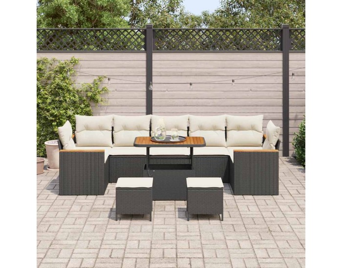 Sonata H Градински Софа Комплект 10 pcs Черно 90 x 55 x 71 cm Полиратан