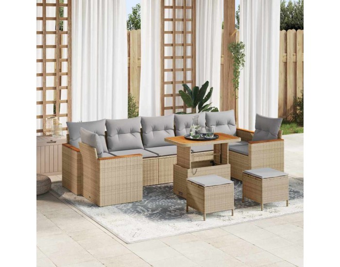 Sonata H Градински Софа Комплект 10 pcs Бежово 90 x 55 x 71 cm Полиратан