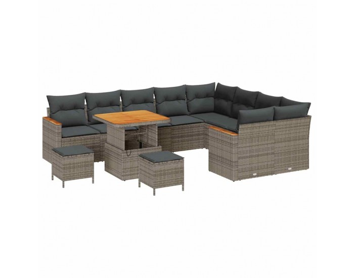 Sonata H Градински Софа Комплект с възглавница 12 pcs Сив Полиратан