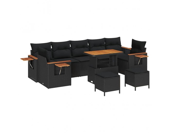 Sonata H Градински Софа Комплект 10 pcs Черно 90 x 55 x 71 cm Полиратан