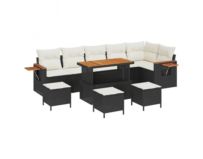 Sonata H Градински Софа Комплект с възглавница 10 pcs Черно Полиратан