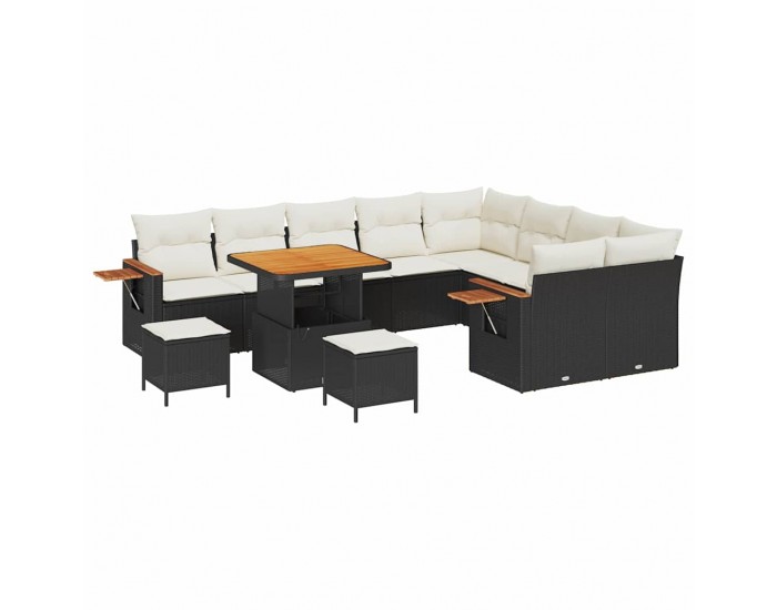 Sonata H Градински Софа Комплект с възглавница 12 pcs Черно Полиратан
