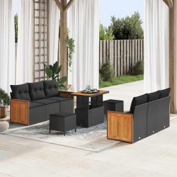 Sonata H Градински Софа Комплект 9 pcs Черно 90 x 55 x 71 cm полиратан - Canapele și bănci de grădină