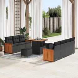 Sonata H Градински Софа Комплект 10 pcs Черен и кафяв 80 x 80 x 71 cm - Canapele și bănci de grădină