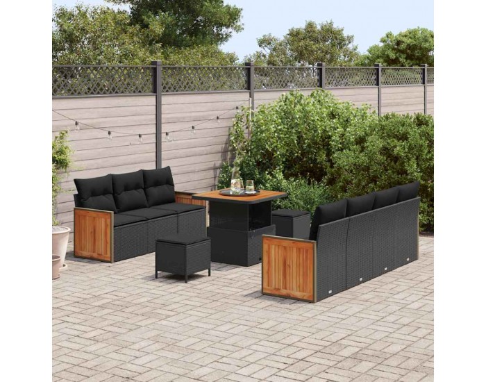 Sonata H Градински Софа Комплект 10 pcs Черен и кафяв 80 x 80 x 71 cm