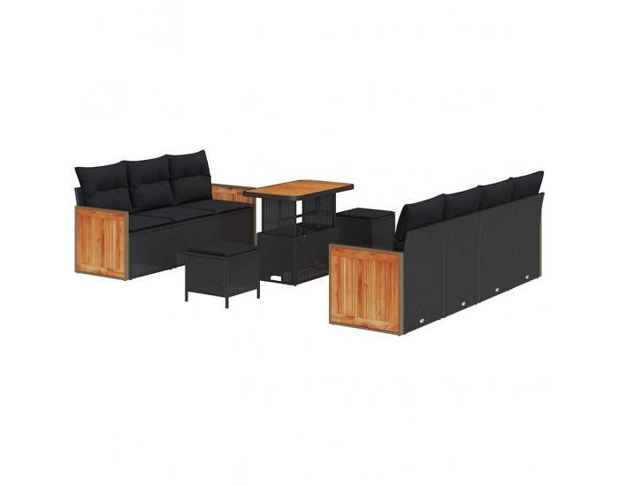 Sonata H Градински Софа Комплект 10 pcs Черно 90 x 55 x 71 cm полиратан
