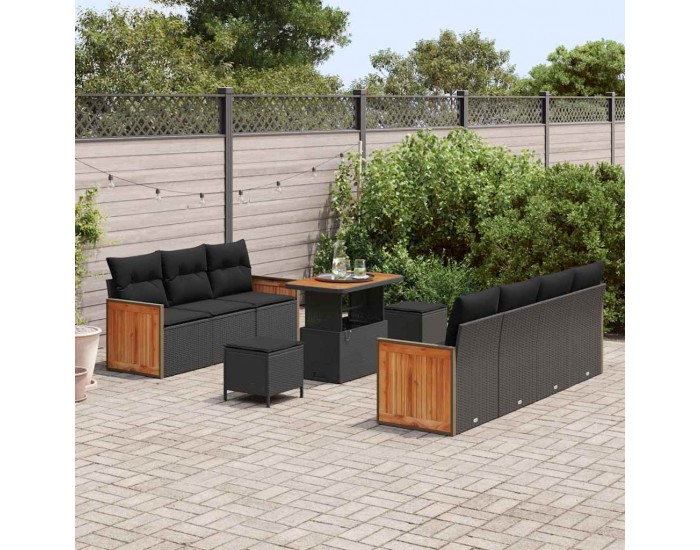 Sonata H Градински Софа Комплект 10 pcs Черно 90 x 55 x 71 cm полиратан