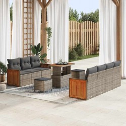 Sonata H Градински Софа Комплект 10 pcs Сив 90 x 55 x 71 cm полиратан - Canapele și bănci de grădină