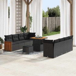 Sonata H Градински Софа Комплект 11 pcs Черно 80 x 80 x 71 cm полиратан - Canapele și bănci de grădină