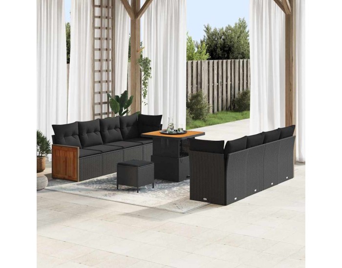 Sonata H Градински Софа Комплект 11 pcs Черно 80 x 80 x 71 cm полиратан