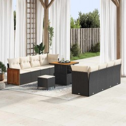 Sonata H Градински Софа Комплект 11 pcs Черен и кремав 80 x 80 x 71 cm - Canapele și bănci de grădină