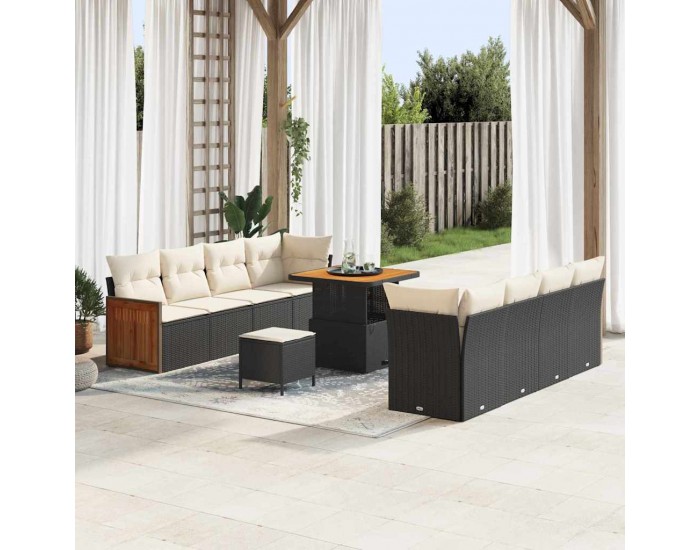 Sonata H Градински Софа Комплект 11 pcs Черен и кремав 80 x 80 x 71 cm