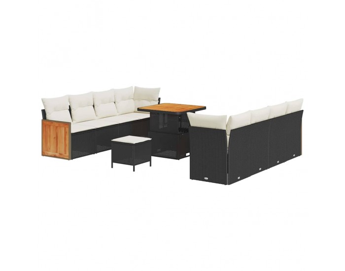 Sonata H Градински Софа Комплект 11 pcs Черен и кремав 80 x 80 x 71 cm